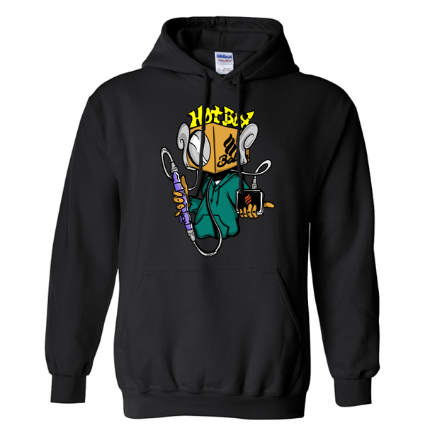 Belair Black Color HotBox Design Unisex Hooded Sweatshirt